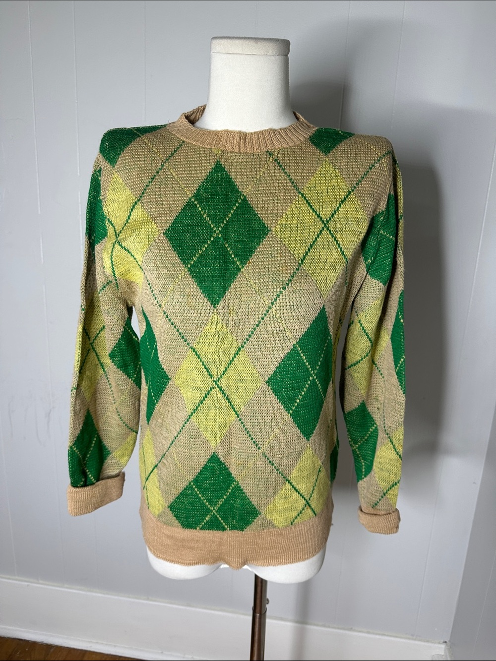 1930s Argyle Wool Knit Sweater By Regina Gems